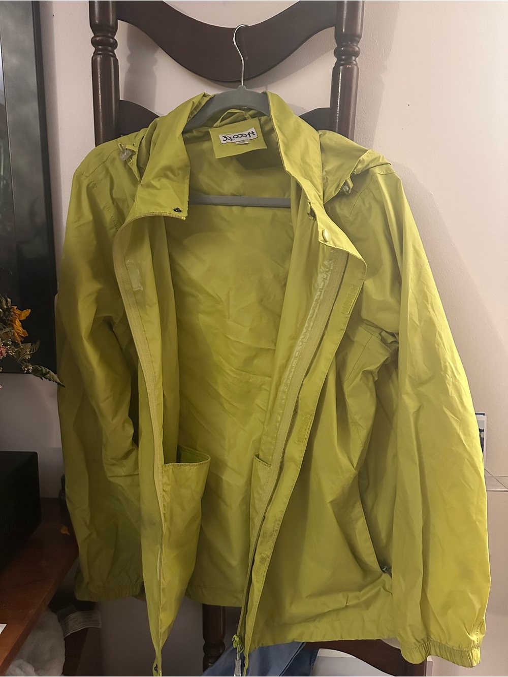 Lightweight Hooded Lime Green Rain Jacket XXL
